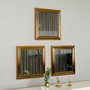 Hanah Home Juego de 3 Espejos Decorativos 'Otto - Gold' con Marco Dorado Brillante de MDF, 40x40x3 cm